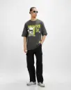 Men's Grey Director Jerry Graphic Printed Oversized T-shirt