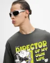 Men's Grey Director Jerry Graphic Printed Oversized T-shirt