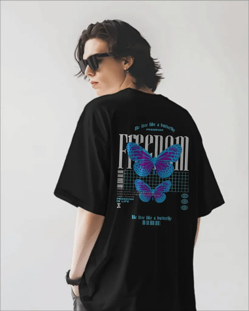 Everyday Oversized Tee - Freedom Flight (Black)