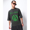 Men's Grey Rick and Morty Graphic Printed Oversized T-shirt