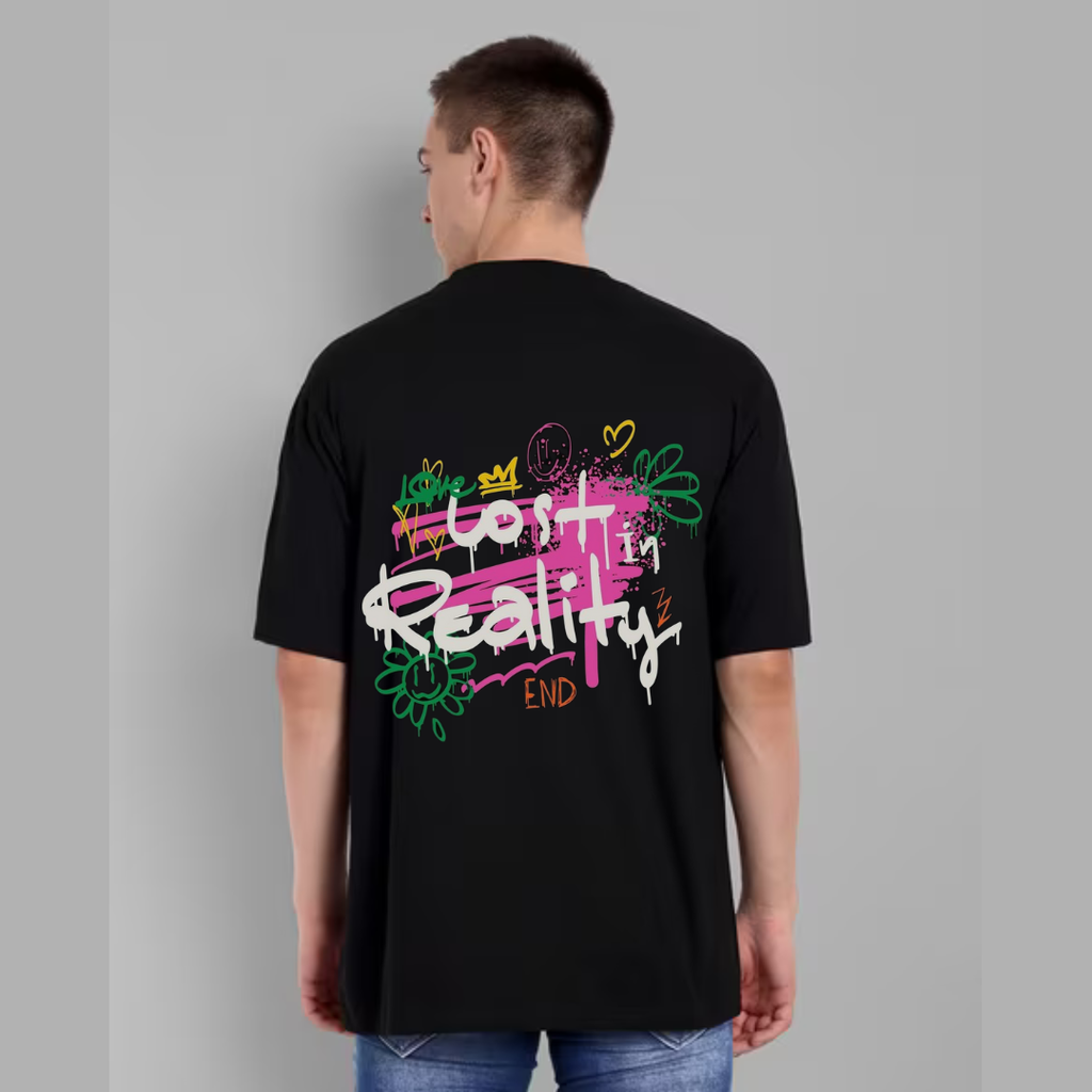 Everyday Oversized Tee - Lost in Reality ( Black )