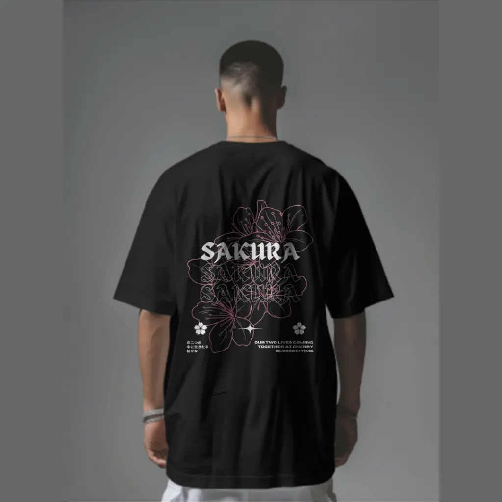 Everyday Oversized Tee - Sakura (Black)